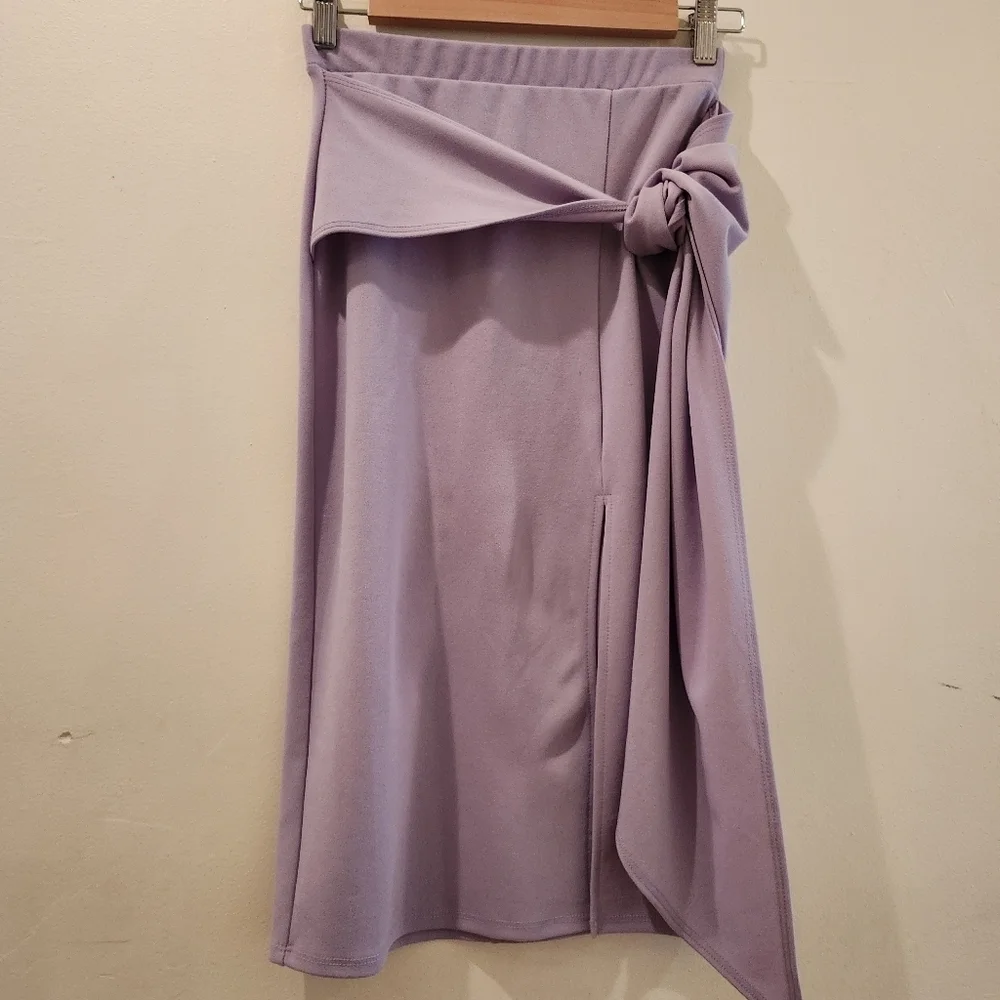 2 Piece Crop Top & Skirt Stretch Knit Set Blue Blush Size Small
